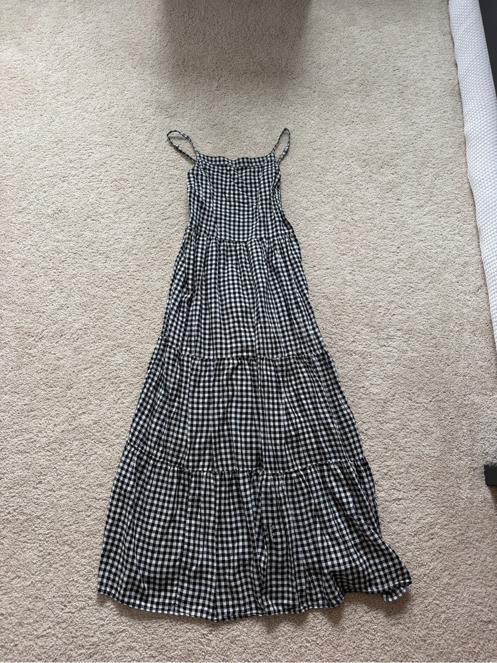 Old Navy Black and White Gingham Maxi Dress with Spaghetti Straps